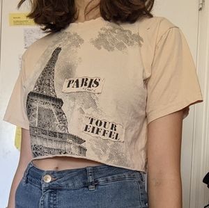 tan paris crop top